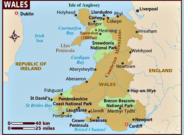 Map of Wales